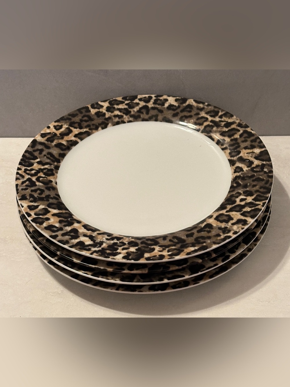 Set Of 4 Tienshan Fine China Leopard Dinner Plate 10.75" Dia.